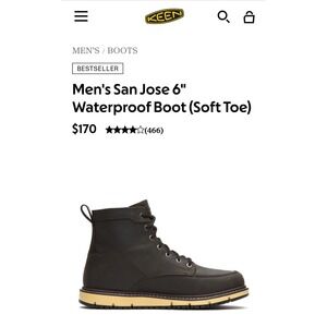 Keen Utility San Jose 6 Waterproof Soft Toe Work Boots Mens 9.5 D Cascade Brown